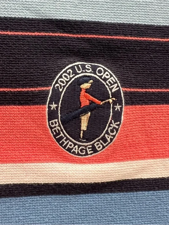 Vintage Tommy Hilfiger Golf 2002 U.S. Open Bethpage Black Striped Polo - Picture 5 of 10